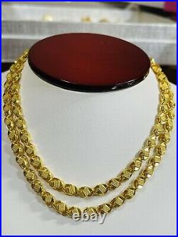 22K 916 Fine Yellow Real Gold Mens Damascus Necklace With 26 Long 15.61g 5mm