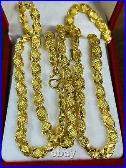 22K 916 Fine Yellow Real Gold Mens Damascus Necklace With 26 Long 15.61g 5mm