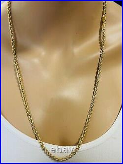22K 916 Fine Yellow Real Gold Mens Unisex Rope Necklace With 26 4mm 14.56 grams