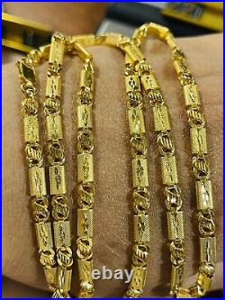 22K 916 Fine Yellow Real Gold Mens Womens Baht Necklace With 22 Long 11.4g 4mm