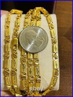 22K 916 Fine Yellow Real Gold Mens Womens Baht Necklace With 22 Long 12.7g 4mm