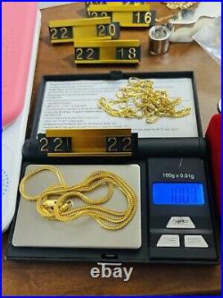 22K 916 Fine Yellow Real Gold Mens Womens Snake Necklace 22 Long 2.5mm 10.07g