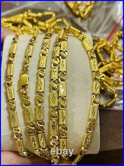 22K 916 Fine Yellow Real Gold Womens Baht Necklace With 16 Long 4mm 9.84 grams