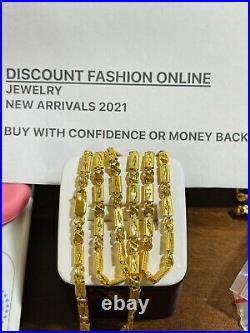 22K 916 Fine Yellow Real Gold Womens Baht Necklace With 20 Long 10.7g 4mm