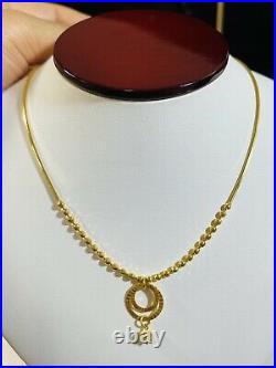 22K 916 Fine Yellow Real Gold Womens Ball Necklace With 16 Long 8.56grams 1.2mm
