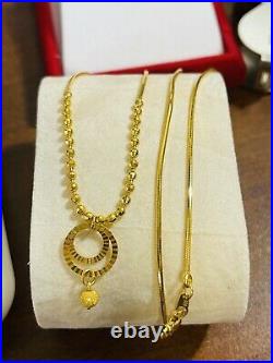 22K 916 Fine Yellow Real Gold Womens Ball Necklace With 16 Long 8.56grams 1.2mm