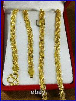 22K 916 Fine Yellow Real Gold Womens Braided Necklace With 18 Long 9.52g 4mm