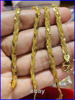 22K 916 Fine Yellow Real Gold Womens Braided Necklace With 18 Long 9.52g 4mm