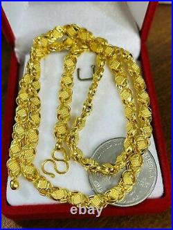 22K 916 Fine Yellow Real Gold Womens Damascus Necklace With 16 Long 9.8g 5mm
