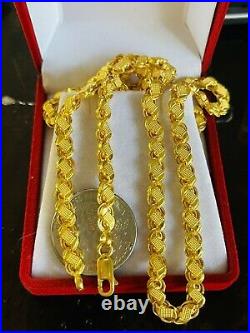 22K 916 Fine Yellow Real Gold Womens Damascus Necklace With 18 Long 11.14 5.5mm