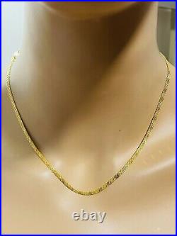 22K 916 Fine Yellow Real Gold Womens Flat Chain Necklace 18 Long 3.2mm 6.46g