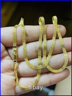 22K 916 Fine Yellow Real Gold Womens Flat Chain Necklace 18 Long 3.2mm 6.46g