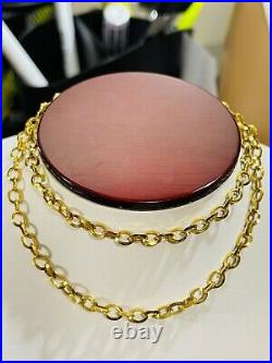 22K 916 Fine Yellow Real Gold Womens Rolo Chain Necklace 20 Long 6.8g 4mm Wide