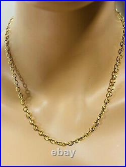 22K 916 Fine Yellow Real Gold Womens Rolo Chain Necklace 20 Long 6.8g 4mm Wide