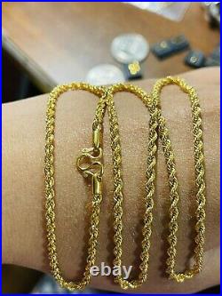 22K 916 Fine Yellow Real Gold Womens Rope Chain Necklace 22 Long 6.65g 3mm