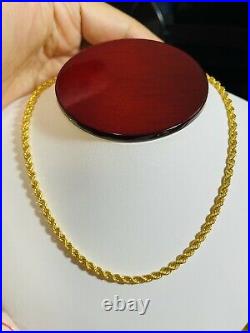 22K 916 Fine Yellow Saudi Gold 16 Long Womens Rope Chain Necklace 6.14g 3.2mm