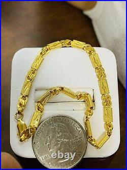 22K 916 Fine Yellow Saudi Gold 8 Long Mens Womens Baht Bracelet 4mm 5.25g 20cm