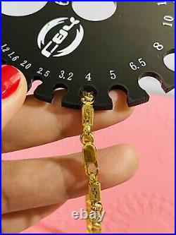 22K 916 Fine Yellow Saudi Gold 8 Long Mens Womens Baht Bracelet 4mm 5.25g 20cm