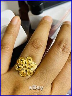 22K 916 Fine Yellow Saudi Gold Flower Womens Ring 7 USA Seller