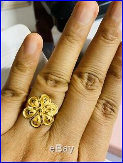 22K 916 Fine Yellow Saudi Gold Flower Womens Ring 7 USA Seller