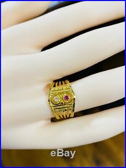 22K 916 Fine Yellow Saudi Gold Womens Ring 6.5 USA Seller