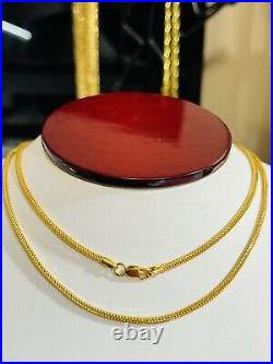 22K 916 Fine Yellow UAE Real Gold 20 Long Womens Snake Necklace 12.1g 2.5mm