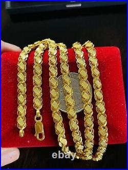 22K 916 Fine Yellow UAE Real Gold 22 Long Womens Damascus Necklace 12.6g 5.5mm