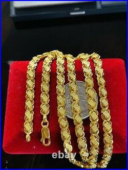 22K 916 Fine Yellow UAE Real Gold 22 Long Womens Damascus Necklace 12.6g 5.5mm