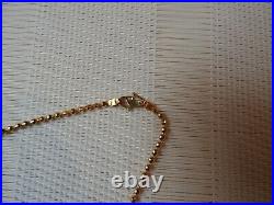 22K 916 Yellow 13.1 gm Gold Baht Chain Womens Bead Necklace 17 7/8