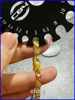 22K 916 Yellow Fine Saudi Gold 8 Mens Womens Damascus Bracelet 5mm 5.86grams