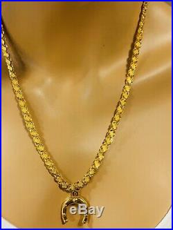 22K 916 Yellow Gold Mens Set Damascus Anchor Necklace With 22 Long 6mm USA Seller