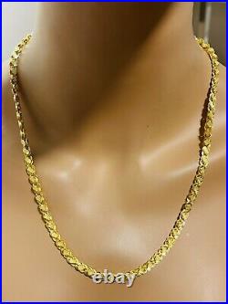 22K 916 Yellow Real UAE Gold 22 Long Mens Womens Damascus Necklace 5.5mm 12.6g
