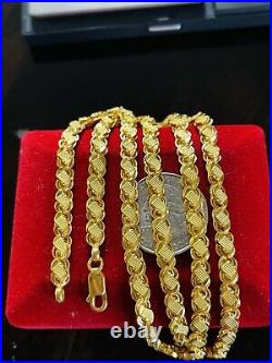 22K 916 Yellow Real UAE Gold 22 Long Mens Womens Damascus Necklace 5.5mm 12.6g