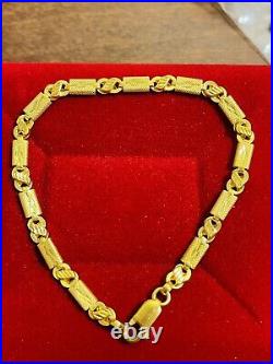 22K 916 Yellow Saudi Fine Gold 8.5 Long Mens Size Baht Bracelet 4mm 5.25 grams