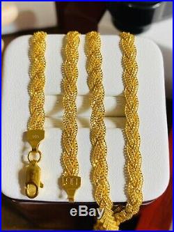 22K Fine 916 Yellow Gold Braided Womens Necklace With 18 Long USA Seller4mm