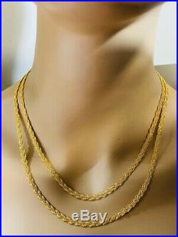 22K Fine 916 Yellow Gold Braided Womens Necklace With 18 Long USA Seller4mm