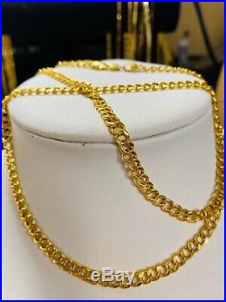 22K Fine 916 Yellow Gold Mens Cuban Necklace With 24 Long 5mm USA Seller