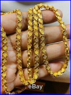 22K Fine 916 Yellow Gold Mens Damascus Necklace With 22 Long 5mm USA Seller