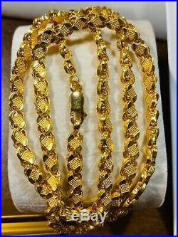 22K Fine 916 Yellow Gold Mens Damascus Necklace With 22 Long 5mm USA Seller