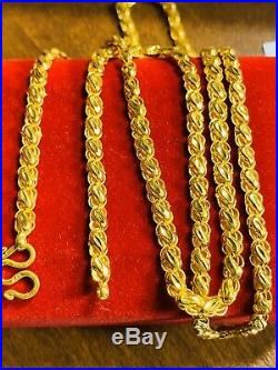 22K Fine 916 Yellow Gold Mens Damascus Necklace With 24 Long 4mm USA Seller