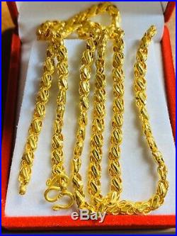 22K Fine 916 Yellow Gold Mens Damascus Necklace With 24 Long 4mm USA Seller