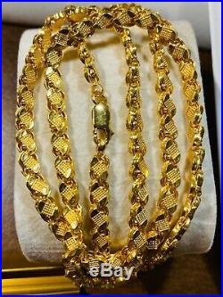 22K Fine 916 Yellow Gold Mens Damascus Necklace With 24 Long 5mm USA Seller