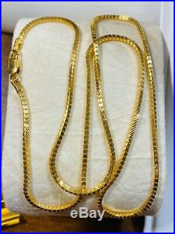 22K Fine 916 Yellow Gold Womens Box Chain Necklace With 18 Long 1.6mm USA Seller