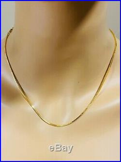 22K Fine 916 Yellow Gold Womens Box Chain Necklace With 18 Long 1.6mm USA Seller