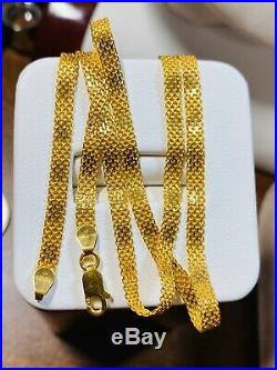 22K Fine 916 Yellow Gold Womens Necklace With 18 Long USA Seller 4mm