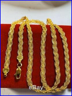 22K Fine 916 Yellow Gold Womens Necklace With 20 Long USA Seller 4mm
