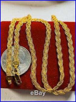 22K Fine 916 Yellow Gold Womens Necklace With 20 Long USA Seller 4mm