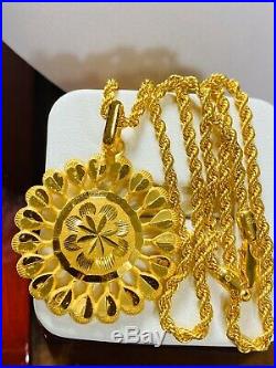 22K Fine 916 Yellow Gold Womens Rope Set Necklace With 18Long 2.5mm USA Seller