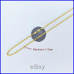 22K Genuine Gold Chain Rope Necklace 16 Hallmarked 916 LIGHT WEIGHT 1.7mm Thick