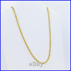 22K Genuine Gold Chain Rope Necklace 20 Hallmarked 916 LIGHT WEIGHT 1.75mm Thin